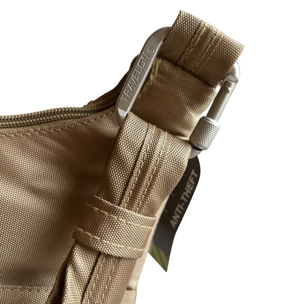 Travelon Anti- Theft RFID Blocking Crossbody Unisex Bag in Tan - Picture 3 of 14